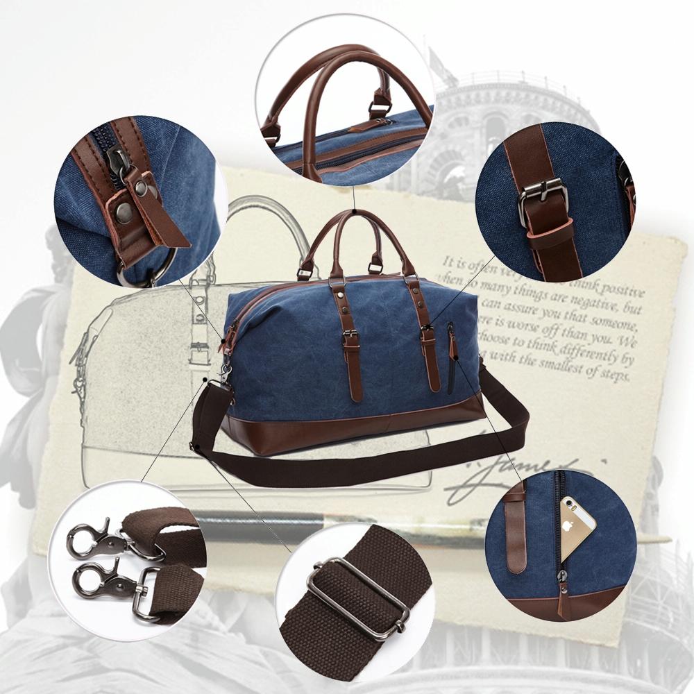 Men Leather Duffel Bag for Carry-on Travel - Gray
