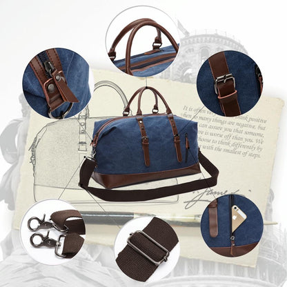 Men Leather Duffel Bag for Carry-on Travel - Gray