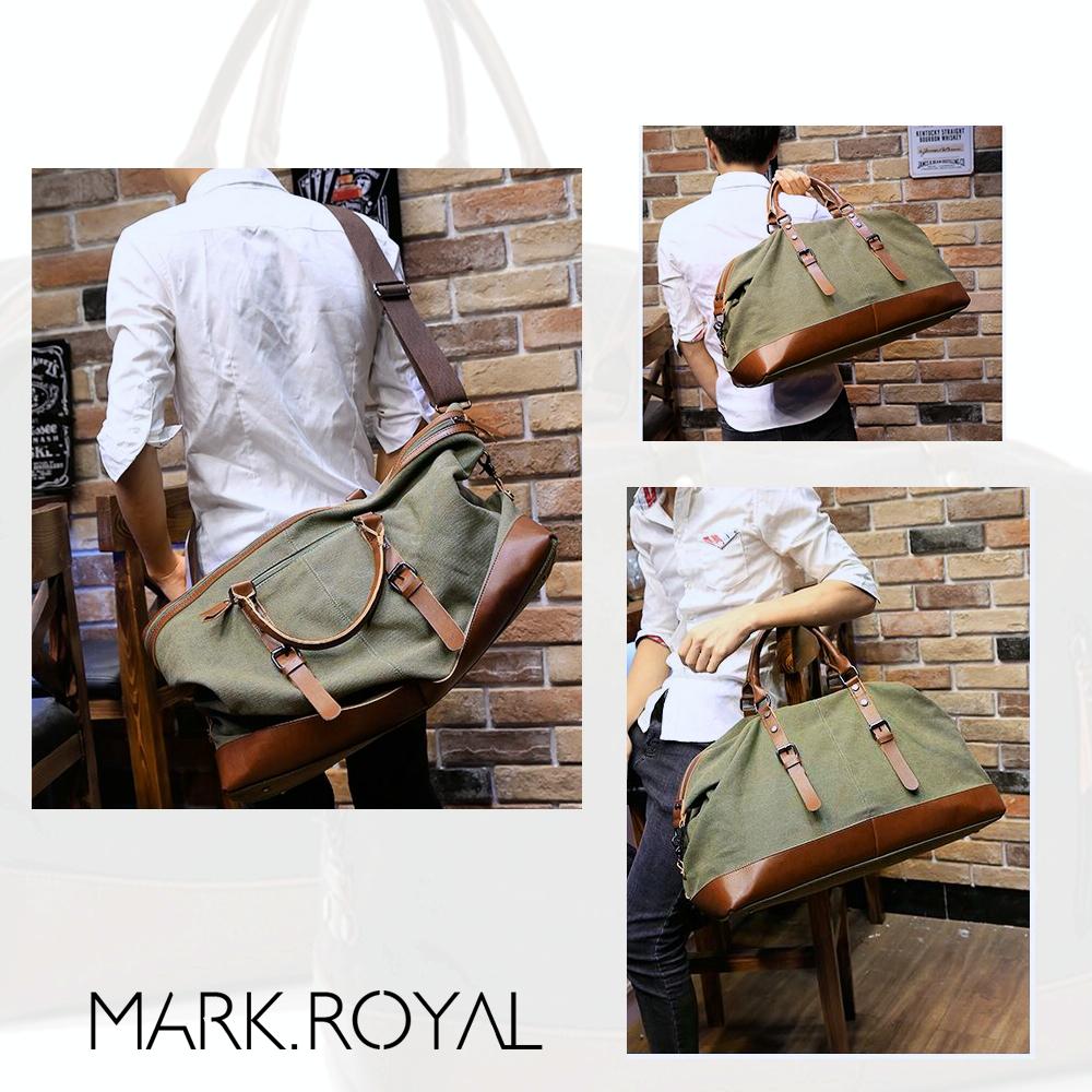 Men Leather Duffel Bag for Carry-on Travel - Gray