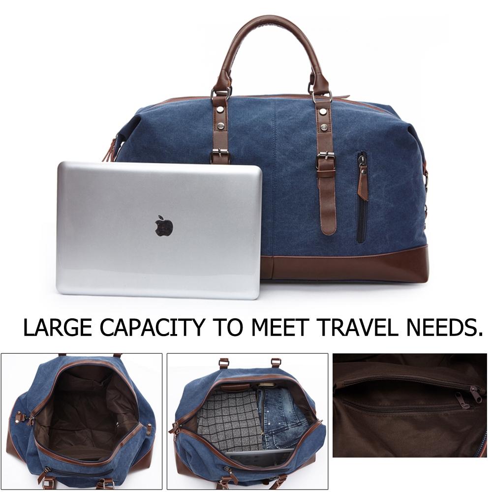 Men Leather Duffel Bag for Carry-on Travel - Gray