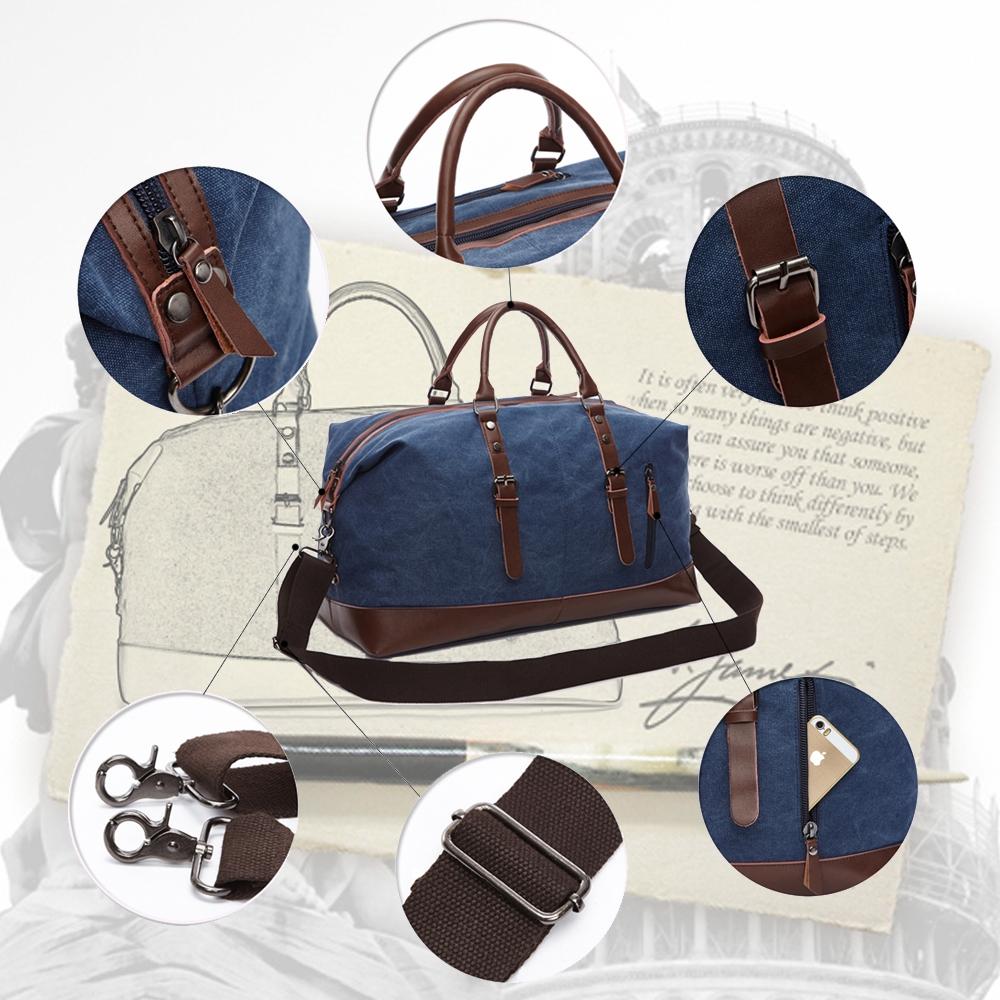 Men Leather Duffel Bag for Carry-on Travel - Gray