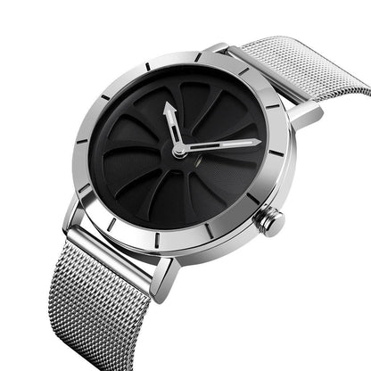 Stylish Skeleton Dial Waterproof Men Watch with Mesh Strap - Silver Black