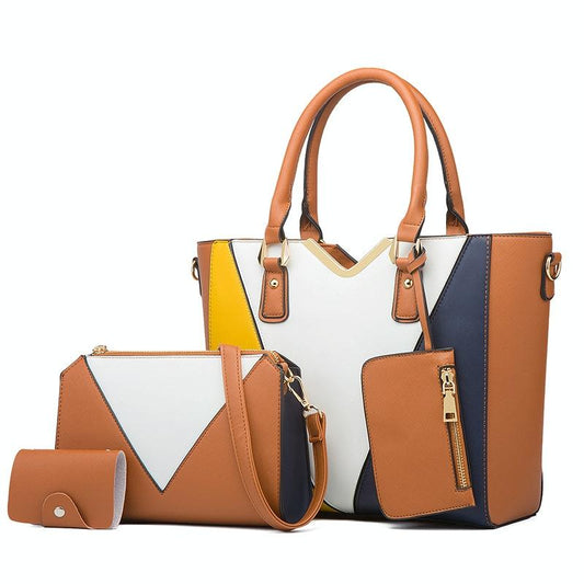 Versatile 4-in-1 Ladies Handbag with Large Capacity - Brown