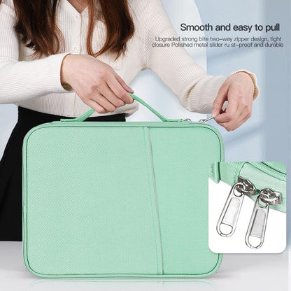 Leather Portable Bag with Cloth Texture - White