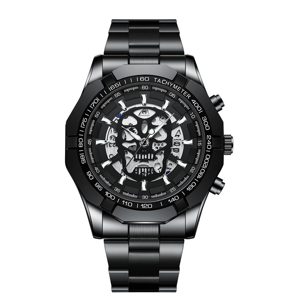 Waterproof Luminous Skeleton Watch - 30m - Full Gold Black Gold Nail