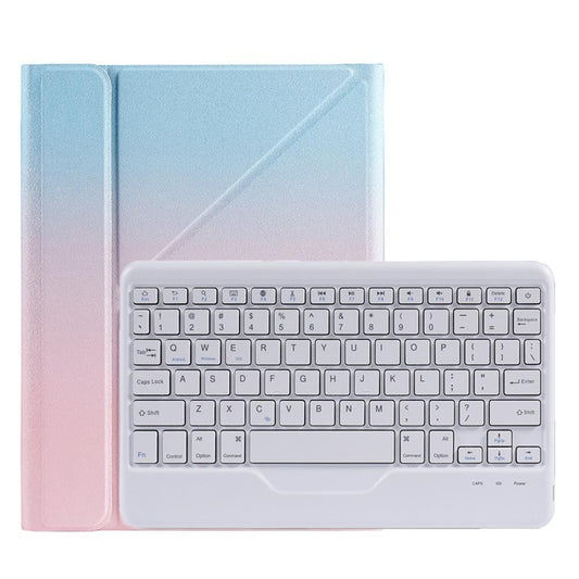 10.2 / 10.5 Inch Bluetooth Keyboard Tablet Case With Triangle Holder & Pen Slot - Gradient Blue Pink