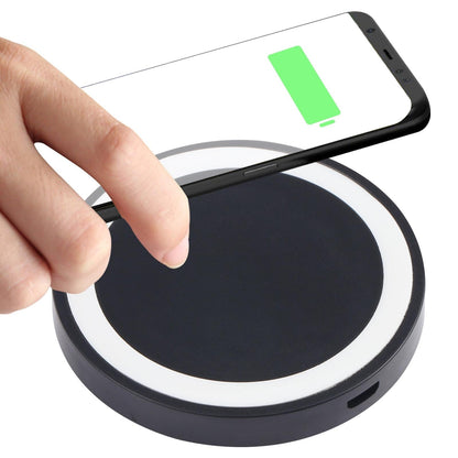 Universal 5W Round Wireless Charger - Black + Orange