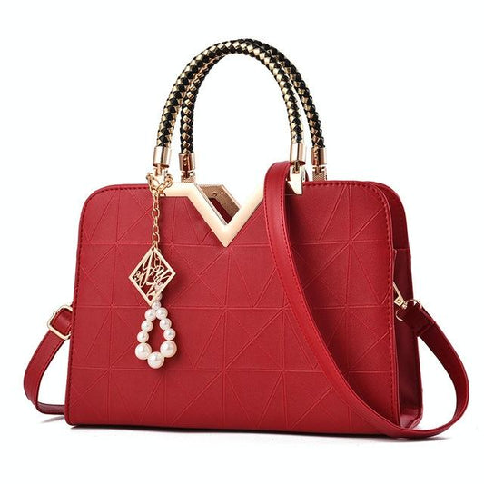 Women Zipper Shoulder Bag with Phone Pocket and Crossbody Strap - Wine Red