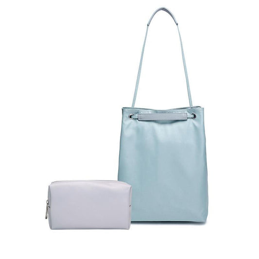 Small Apple Macbook Shoulder / Messenger Bag - Handheld - Lake Blue + Gray Pu Power Bag