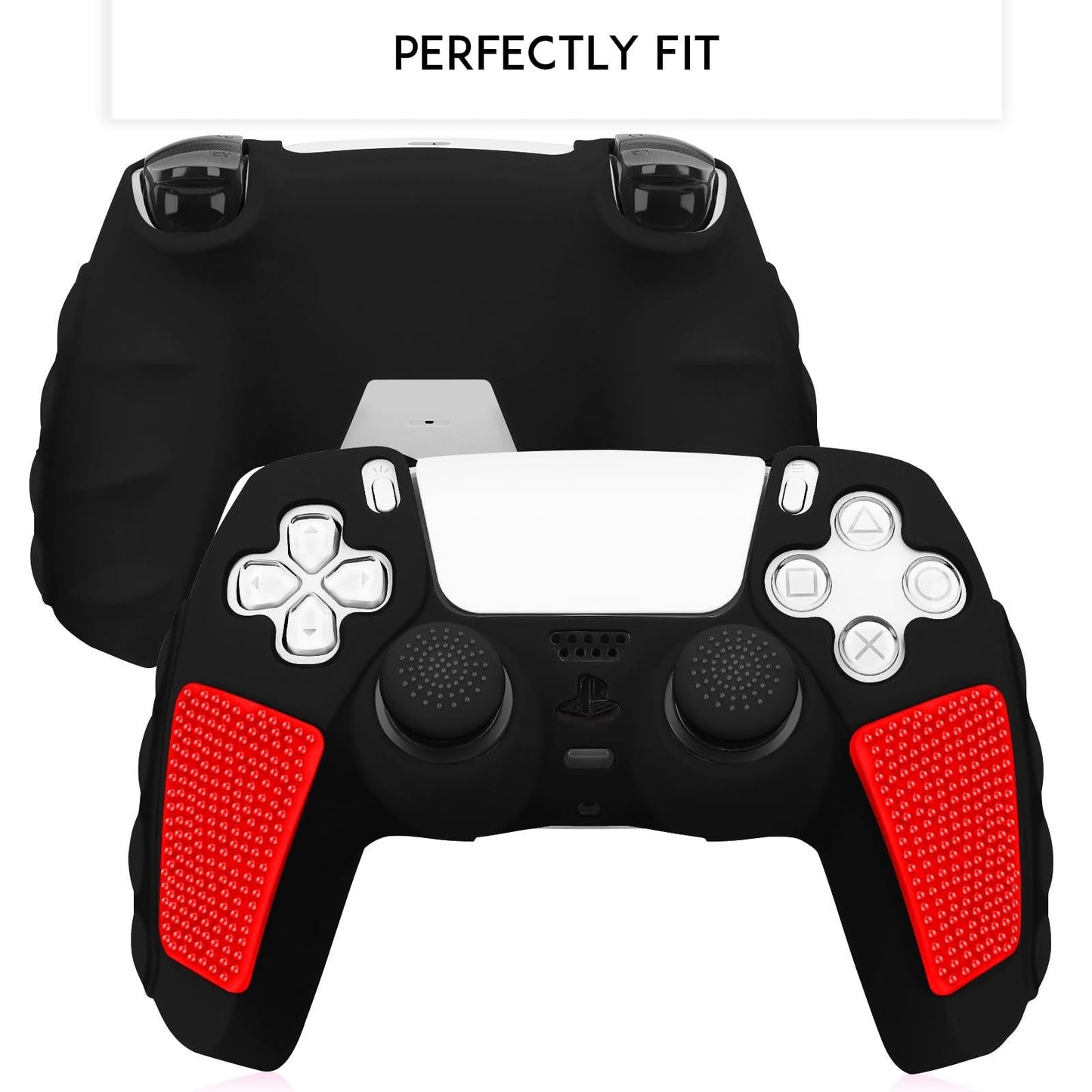 Silicone Gamepad Protective Case for Sony Ps5 with Splicing Design and Rocker Caps - Purple Black