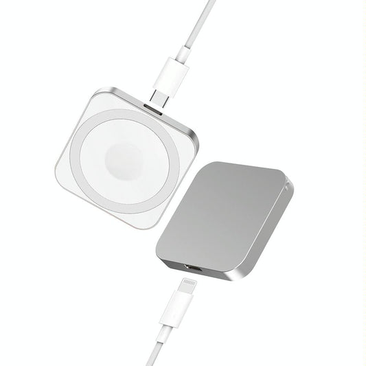 3 In 1 Portable Wireless Charger For Iphone Airpods And Iwatch - Silver