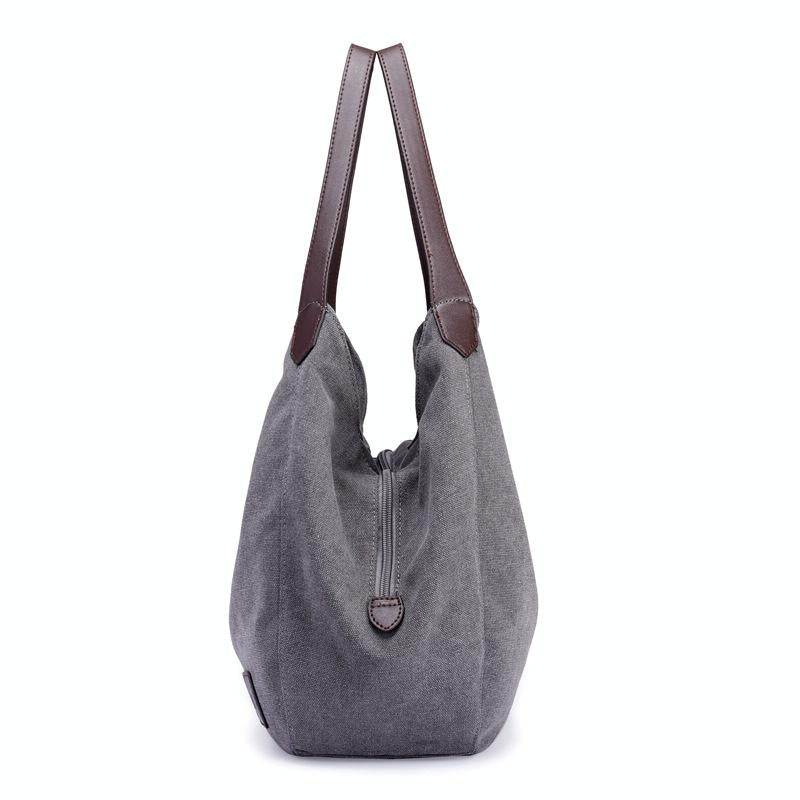 Retro Art Lady Shoulder Bag - Simple & Chic Beige - Black