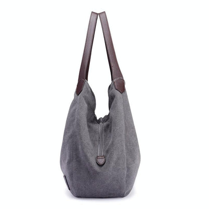 Retro Art Lady Shoulder Bag - Simple & Chic Beige - Black
