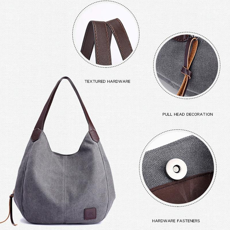 Retro Art Lady Shoulder Bag - Simple & Chic Beige - Black