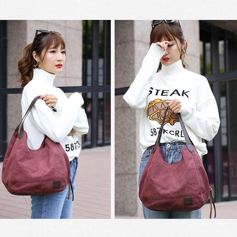 Retro Art Lady Shoulder Bag - Simple & Chic Beige - Black