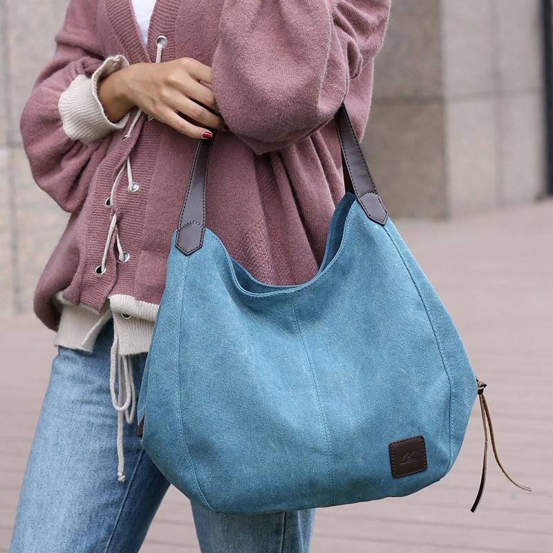 Retro Art Lady Shoulder Bag - Simple & Chic Beige - Black