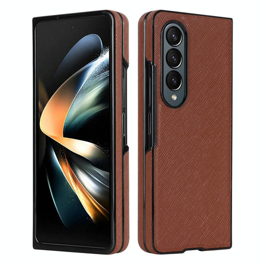 Foldable Cross Pattern Phone Case - Compact Design - Brown