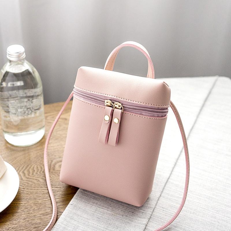 Simple Casual Shoulder Messenger Bag Small Crossbody Bucket Bag For Women - Pink