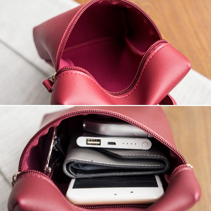 Simple Casual Shoulder Messenger Bag Small Crossbody Bucket Bag For Women - Pink
