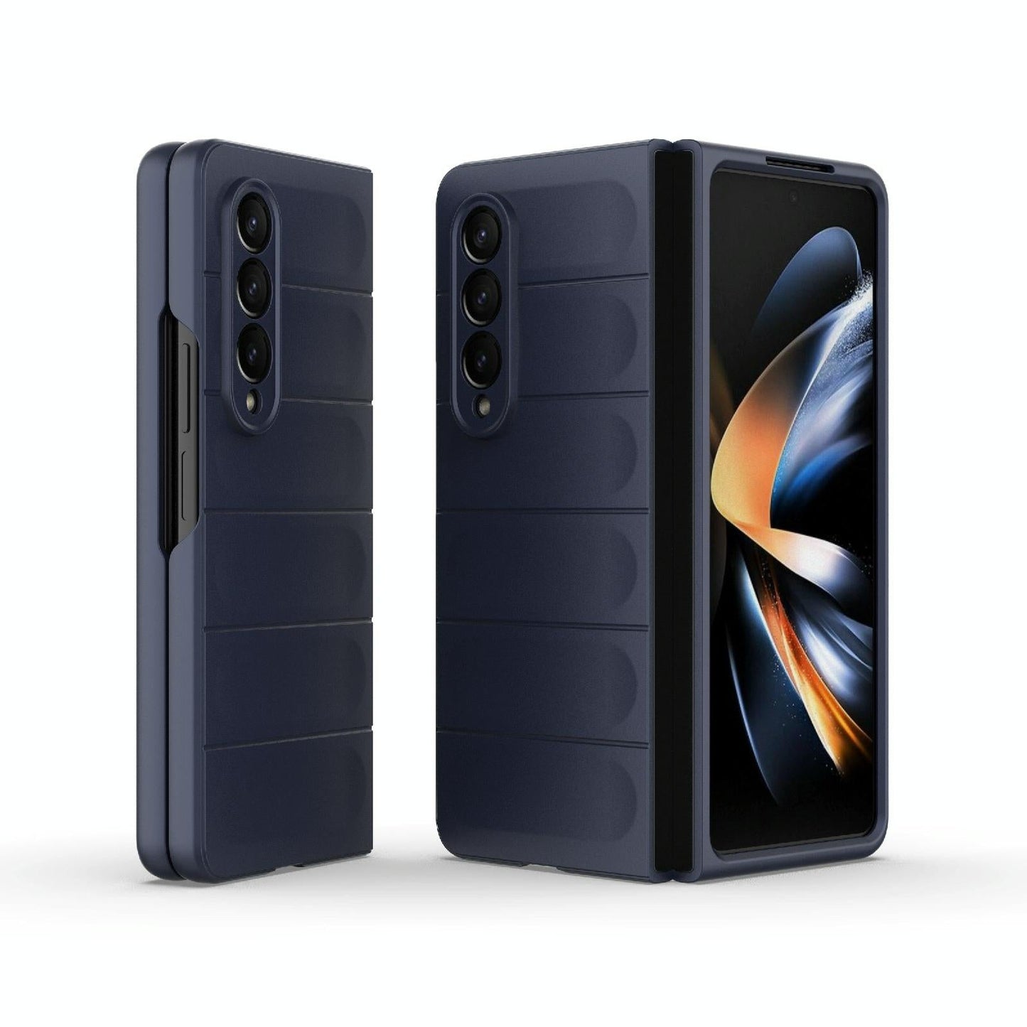 Foldable Shockproof Phone Case with Magic Shield - Slim Design - Dark Blue