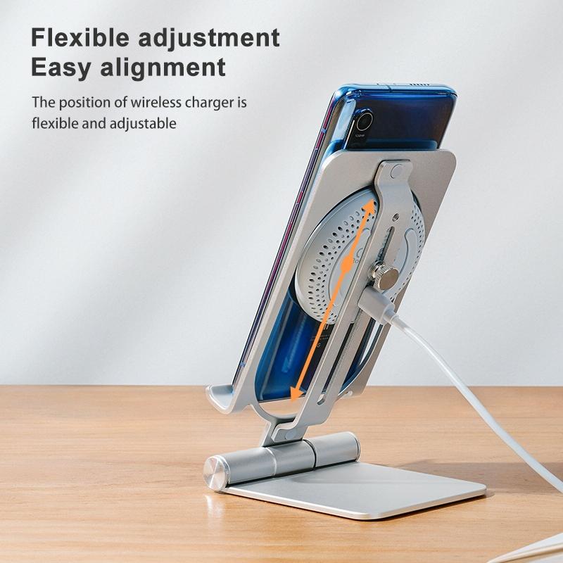 15W Foldable Wireless Charger & Phone Holder - Dark Gray