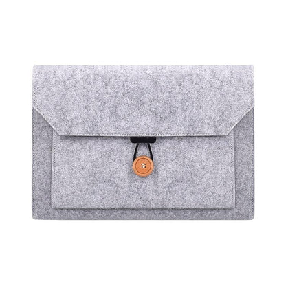 15.4 Inch Grey Felt Laptop Inner Bag with Multi-purpose Button