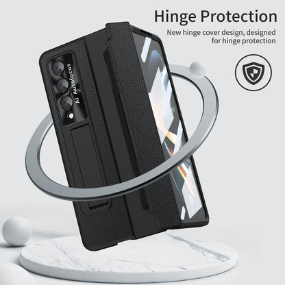 For Samsung Galaxy z Fold4 5G Full Coverage Phone Case with Hinge - Integrated Design - Gold + Blue