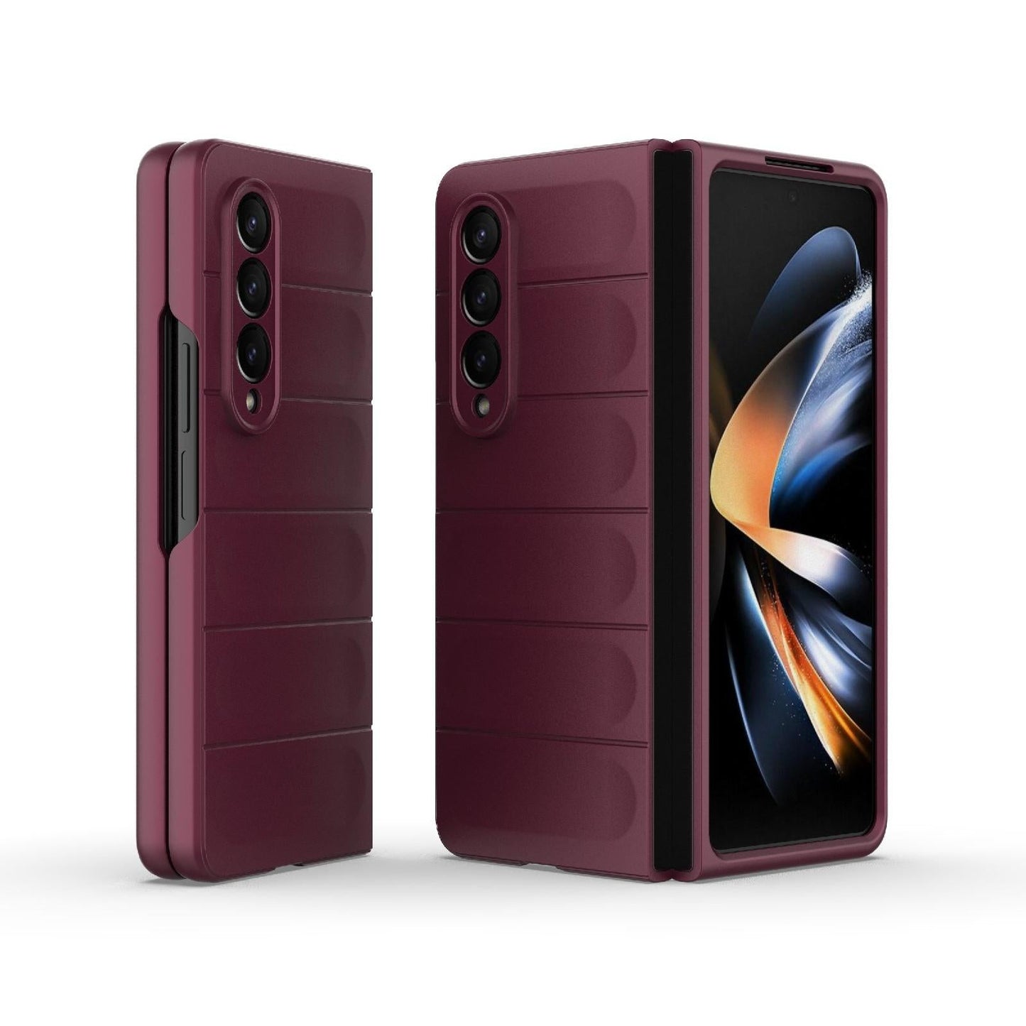 Foldable Shockproof Phone Case with Magic Shield - Slim Design - Wine Red