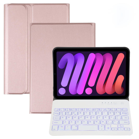 Ultra-Thin Bluetooth Keyboard Leather Case For Ipad Mini 6 With Detachable Lambskin Texture And Stand - Gold