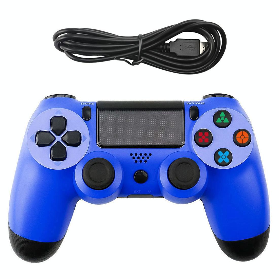 Ps4 Wired Gamepad with Snowflake Button Design - Blue