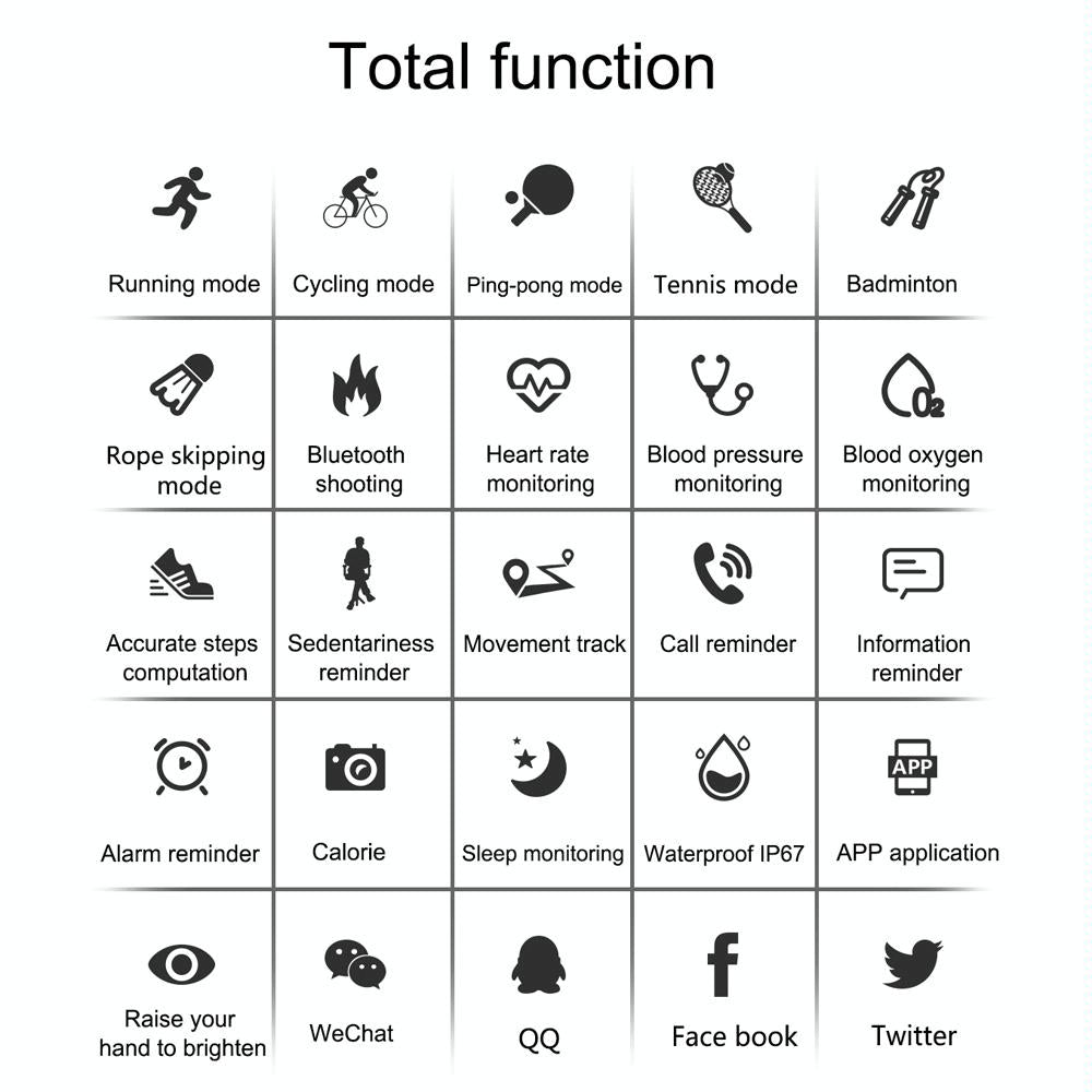 Smart Bracelet With Call / Heart / Sleep / Bp Monitoring - Ip67 Waterproof