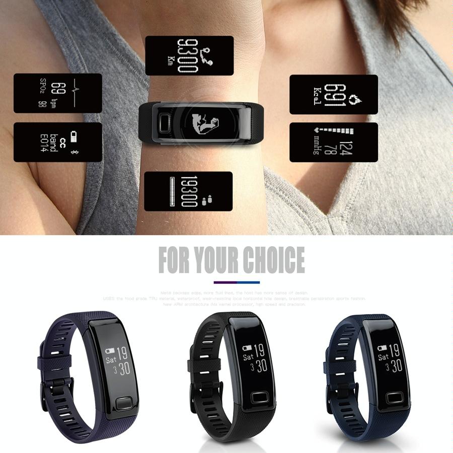 Smart Oled Bracelet - Waterproof Pedometer Bp Hr Blood Oxygen - Android / Ios - Blue