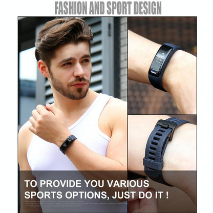 Smart Oled Bracelet - Waterproof Pedometer Bp Hr Blood Oxygen - Android / Ios - Blue