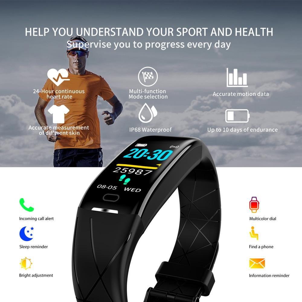 Smart Bracelet With Heart Rate Monitor And Call Reminder - Waterproof - Purple