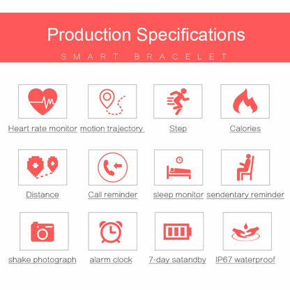 Bluetooth Smart Bracelet With Heart Rate Monitor And Sleep Tracker - Purple