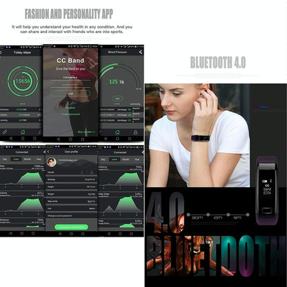 Smart Oled Bracelet - Waterproof Pedometer Bp Hr Blood Oxygen - Android / Ios - Purple