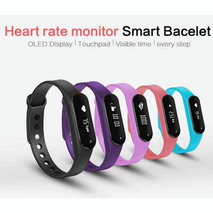 Bluetooth Smart Bracelet With Heart Rate Monitor And Sleep Tracker - Light Purple