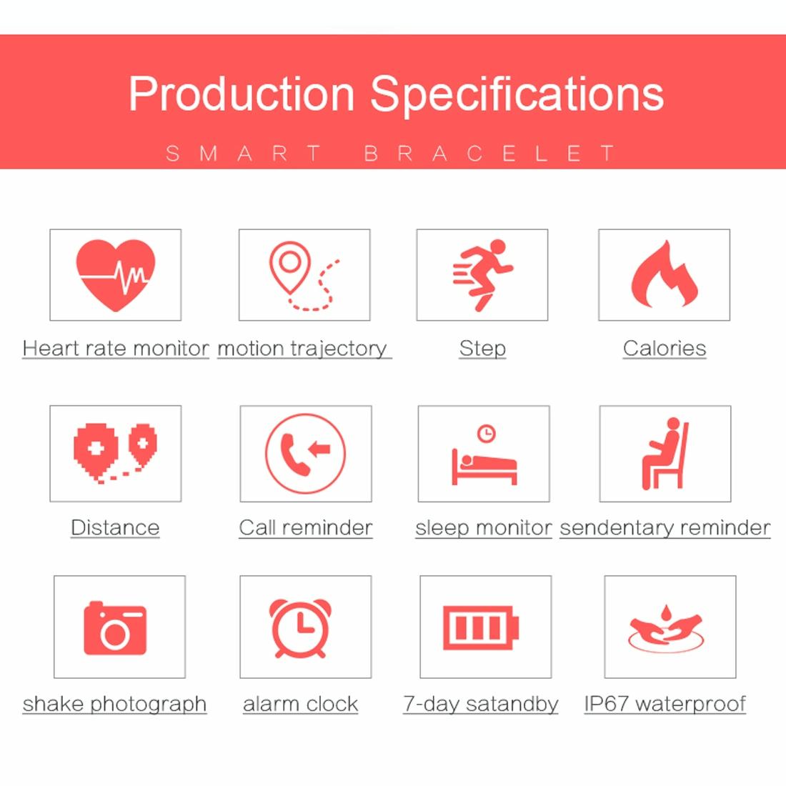 Bluetooth Smart Bracelet With Heart Rate Monitor And Sleep Tracker - Light Purple