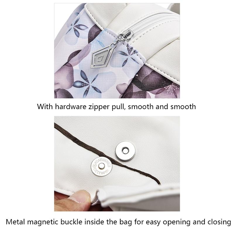 Soft Leather Women Handbag - Black Handle Circle Pattern