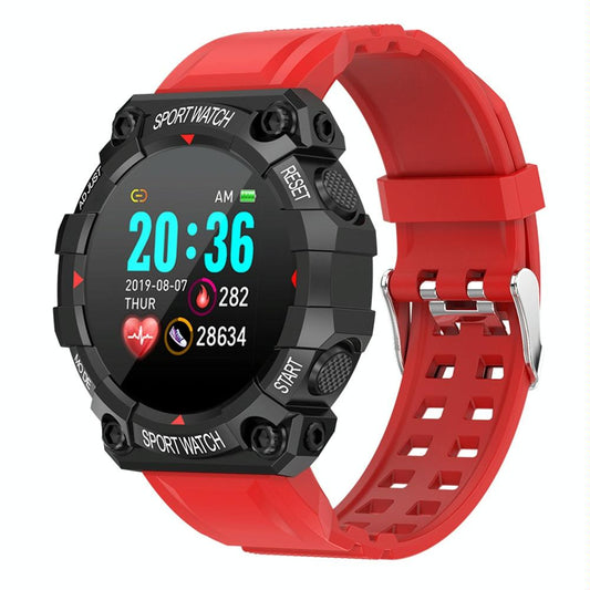 1.3 Inch Colour Round Screen Sport Smart Watch Support Heart Rate / Multi-Sports Mode - Red