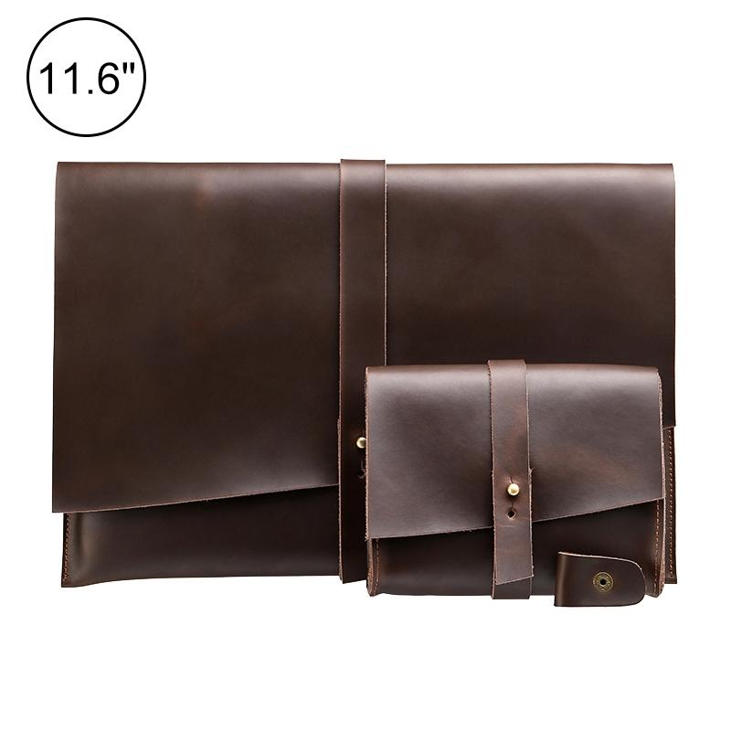 Universal Leather Laptop Bag with Cable Winder for 11.6 Devices - Wine Red