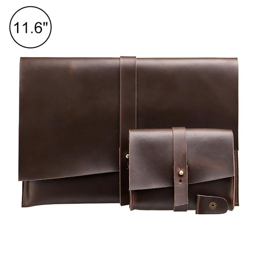 Universal Leather Laptop Bag with Cable Winder for 11.6 Devices - Wine Red