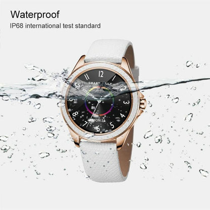 Glitter Leather Strap Fashion Smart Watch For Women Support Heart Rate Monitoring & Pedometer & Sleep Monitoring & Calories Silver