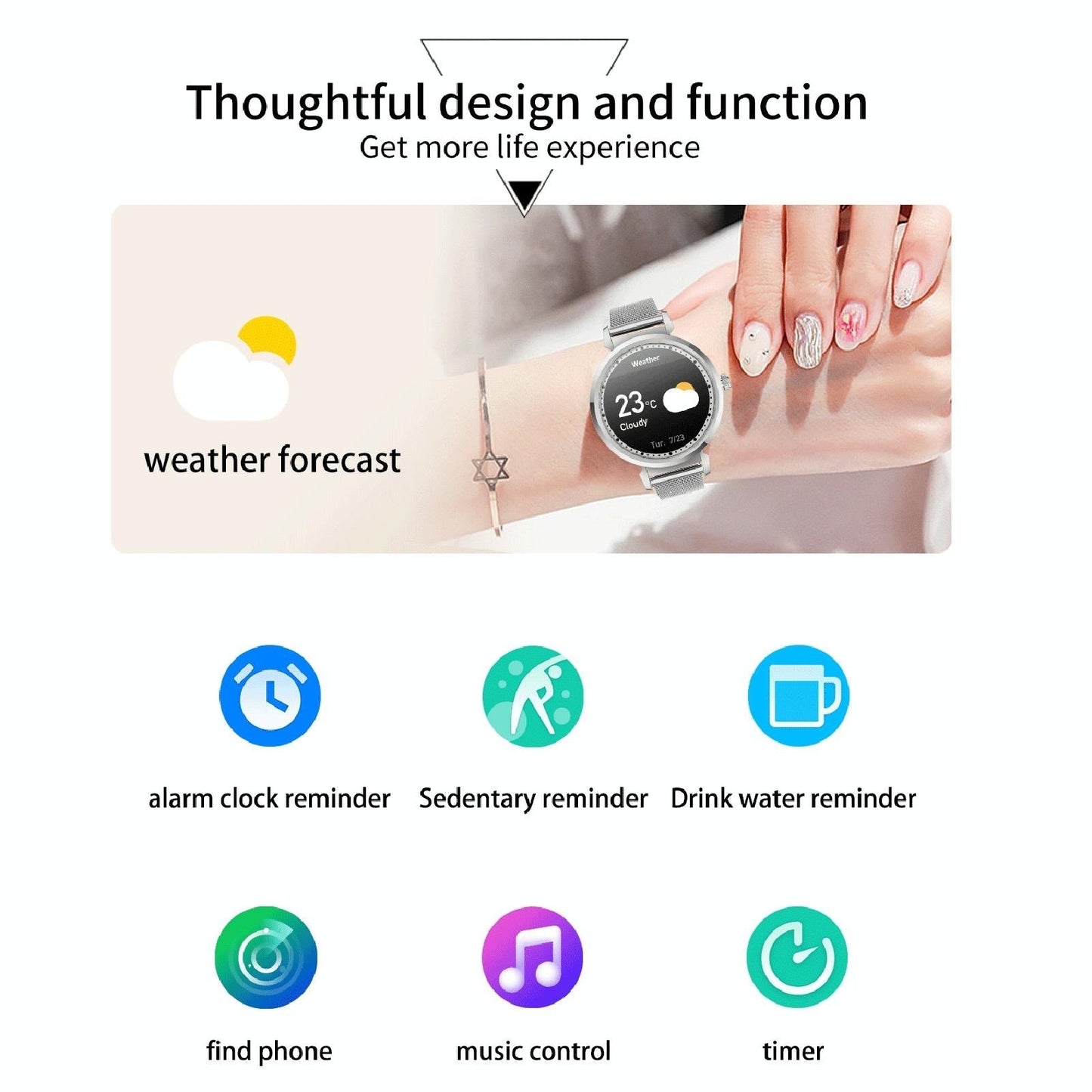 Menstrual Period Smart Bracelet With Blood Pressure And Heart Rate Monitoring - Silver