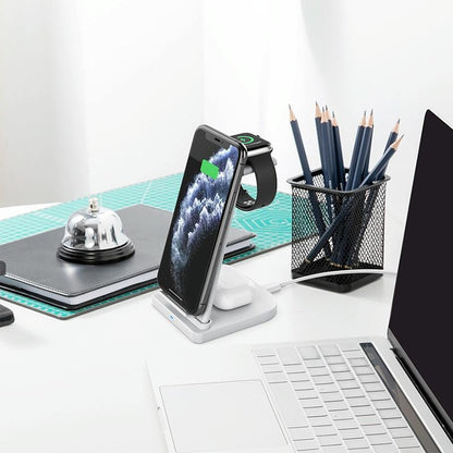 3 In 1 Foldable Charging Stand For Iphones Apple Watch And Airpods - White