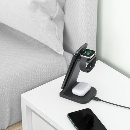 3 In 1 Foldable Charging Stand For Iphones Apple Watch And Airpods - White