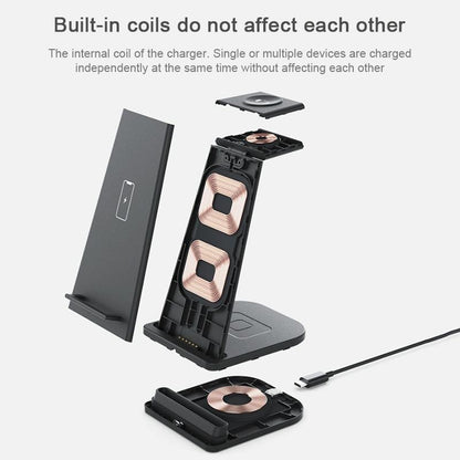 3 In 1 Foldable Charging Stand For Iphones Apple Watch And Airpods - White