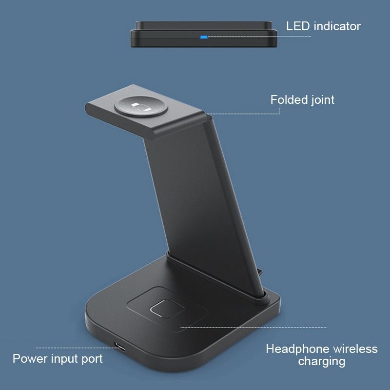 3 In 1 Foldable Charging Stand For Iphones Apple Watch And Airpods - White
