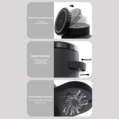 15W 4 In 1 Foldable Magnetic Wireless Charger - White