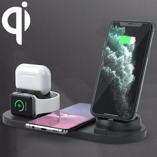 6 In 1 10W Wireless Charger Stand Qi Standard - White